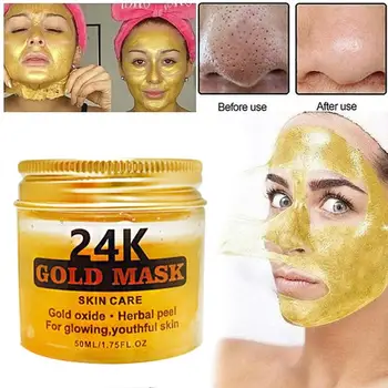

24K Gold Peel Off Mask Face Tear off Whitening Skin Anti Wrinkle Anti Aging Mask Black Head Remove 50ml Collagen Mask