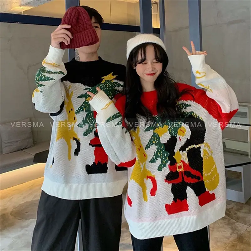VERSMA High Quality Knitted Patterns Santa Oversized Mens Christmas Sweater  Men Winter Matching Christmas Sweaters for Couples - AliExpress