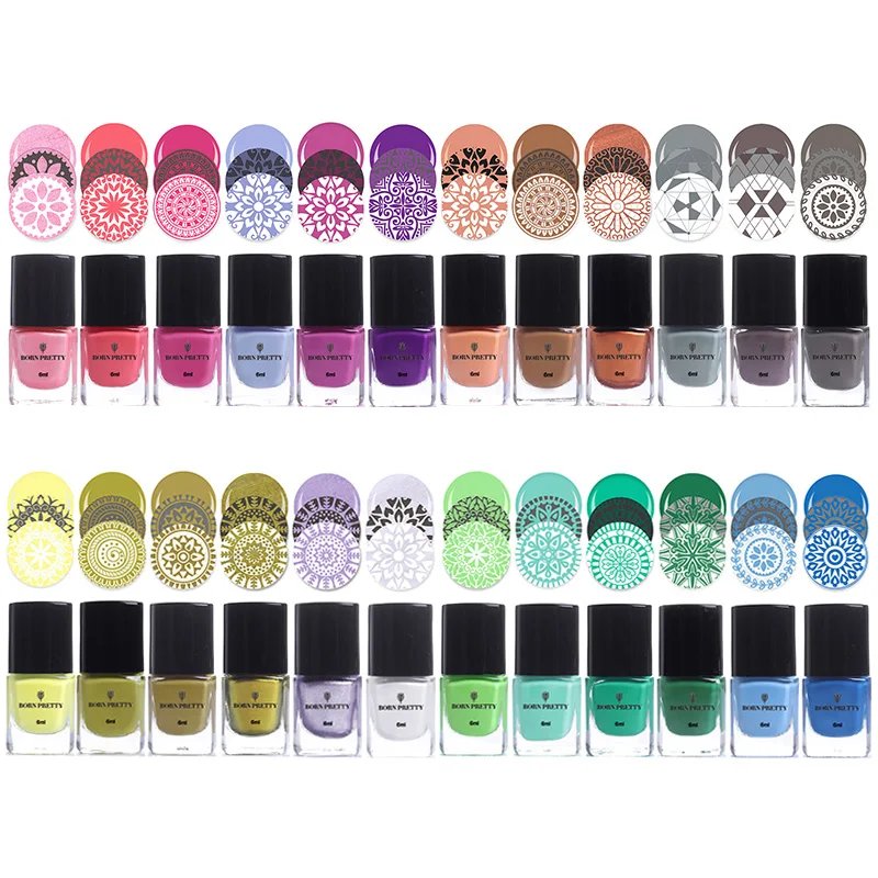 

BORN PRETTY 6ml Nail Stamping Polish Colorful Nail Art Stamp Plate Printing Polish Candy Colors Nail Art Varnish Lacquer