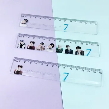 

8pieces Bulletproof Boys Bangtan Boys MAP OF THE SOUL 7 Stationery Transparent Ruler Jewelry Display GU205
