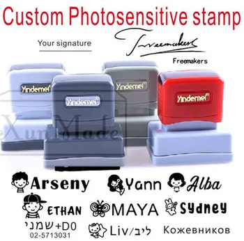 

Teacher Name Custom name Stamp Signature Calligraphy Selfing-inking personalized stamp for School student Child cloths ink stamp