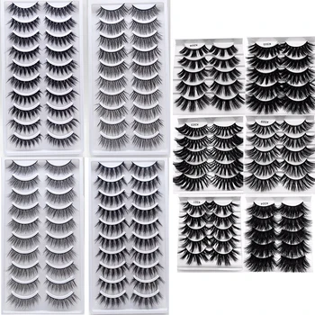 

1/5/10 Pairs 3D Mink Hair False Eyelashes Full Volume Thick Wispies Fake Eyelashes Messy 25mm Lashes Cruelty-free Makeup Tools