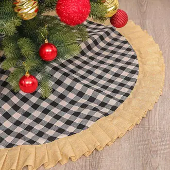 

Pleated Plaid Christmas Tree Skirts Christmas Ornaments 48 Inch Christmas Tree Skirt Bottom Home Decoration Apron