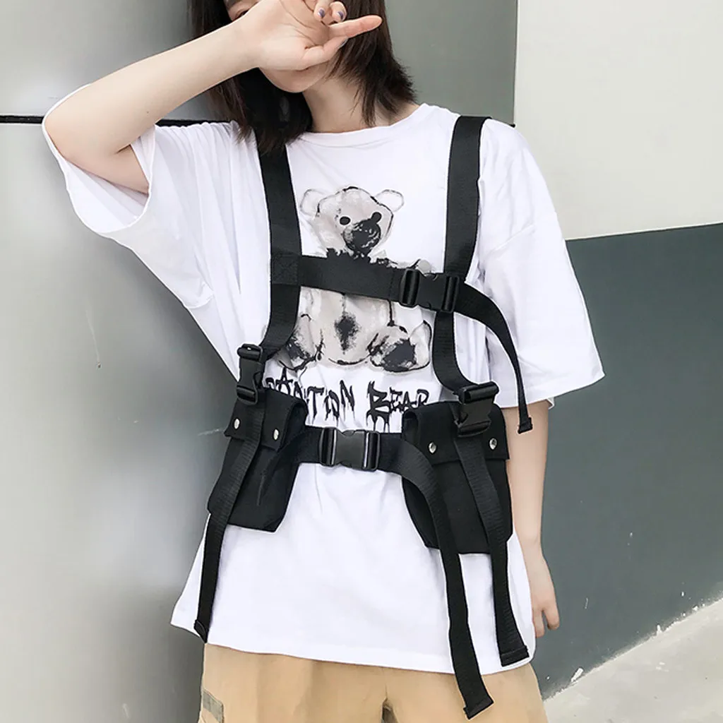 

Men Chest Rig Hip Hop Streetwear Unisex Cool Functional Tactical Chest Bag Cross Waist Bag Nylon Punck Style travel Backpack new