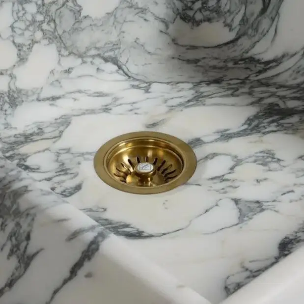 Kitchen Drain Brass Gold/Chrome/Nickel Gold vegetable sink thickened quartz stone cement sink special drain pipe fittings CKD-01