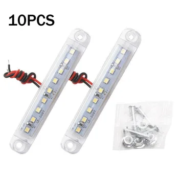 

10pcs White 9 LED Car Side Lights Marker Tail Turn Signal Lamp Waterproof Indicator Trailer Truck Light System