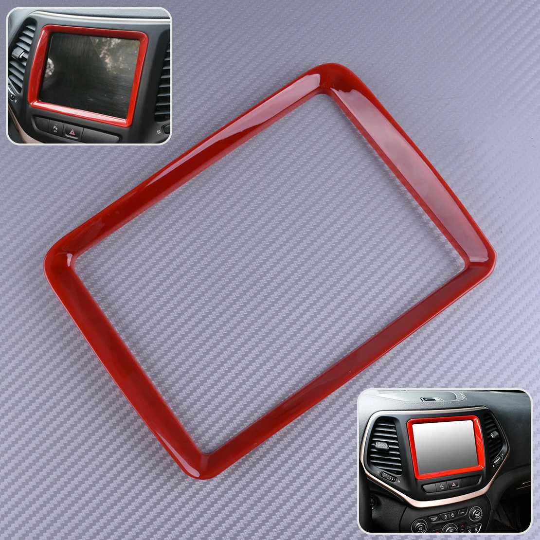 

DWCX Red ABS Interior Car Navigation Cover Trim Mouldings Frame Fit for Jeep Cherokee 2014 2015 2016 2017 2018