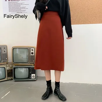 

2019 Autumn Winter High waist skirt Woolen Pencil Skirt 2019 Office Midi Skirts Fashion Slim Bag Hip Short Skirts Faldas