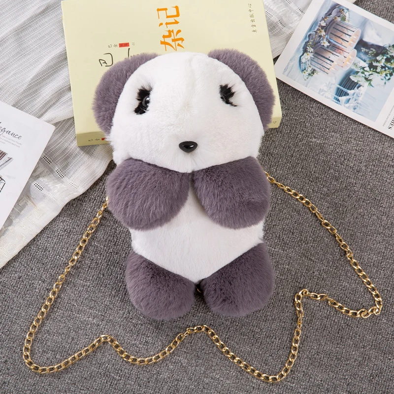 30cm Panda Plush Bag Stuffed Animal Toys For Kids Crossbody Bag Backpack For Lady Christmas Birthday Doll Gift For Girlfriend - Цвет: Light Grey