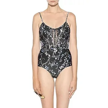 

Korean Women One Piece Swimsuit Print Deep U-Collar Adjustable Strap Backless Tummy Control Swimwear Beach Bathing Slimming Suit