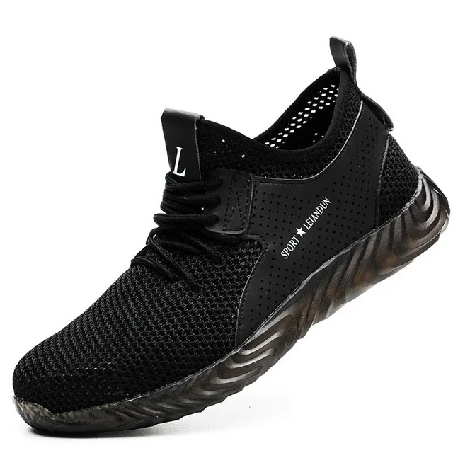 Black Shoes Мужская защитная обувь стальная конструкция для работы обувь Нескользящая износостойкая Легкая спортивная обувь кроссовки для работы мужская обувь - Цвет: Black Shoes