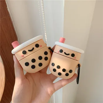 

For Airpods 2 3D Cute Cartoon Pearl Milk Bubble Tea Cup Drink Bottle headphone Case For Airpods Pro Wireless Earphone Cover Box