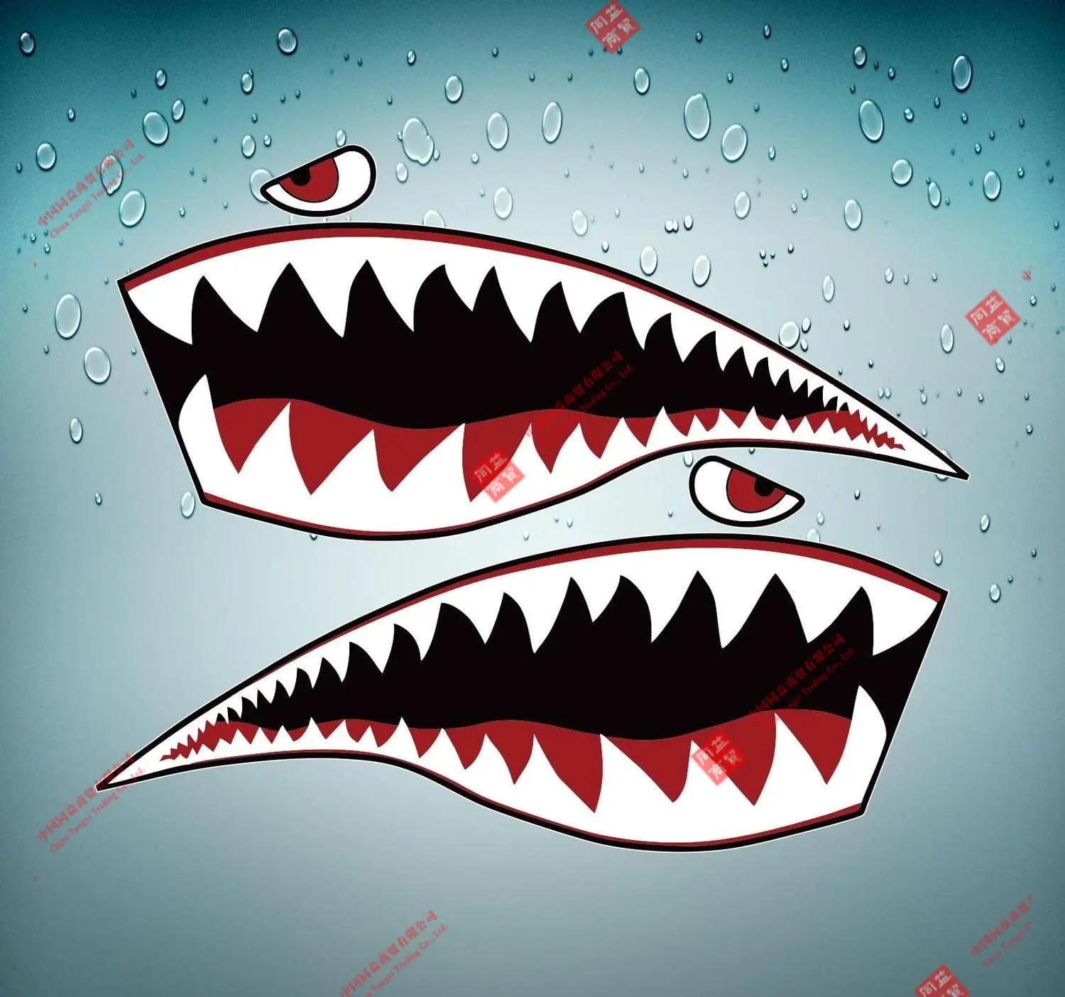 Haai mond tanden sticker sticker Macbook auto vliegtuig luchtvaart  luchthaven haai vinyl autoruit lichaam decoratieve stickers accessoires -  AliExpress, image size:1500x1404