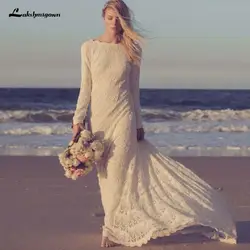 Lakshmigown с длинными рукавами кружевное пляжное богемное свадебное платье длиной до пола романтическое свадебное платье Vestido de Novia плюс размер