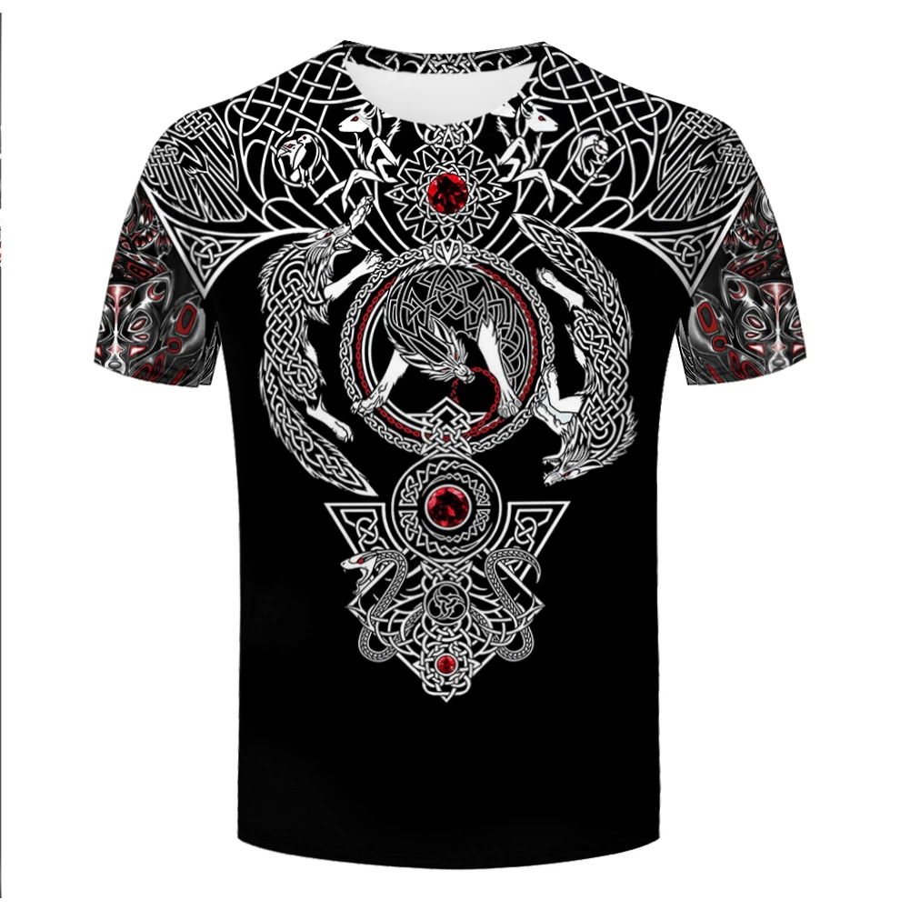 style6 Модная мужская футболка Viking Татуировка 3D все Печатные Футболки Уличная Повседневная летняя футболка - Цвет: style6