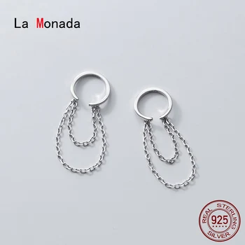 

La Monada Double Chain Clip On Earrings Women Minimalist Fine Jewelry 925 Sterling Silver Ear Clip Earrings For Women Korean