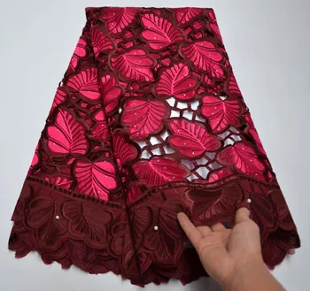 

Latest Punch Cotton High Quality Nigeria African Lace Fabric With Stones Swiss Voile Lace In Switzerland For Party FB5-85