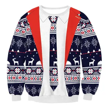 

2020 New Santa Claus Ugly Christmas Sweater Fashion Knitted Sweater and Pullover Fall 2019 Fake two Sweater Tops Jersey