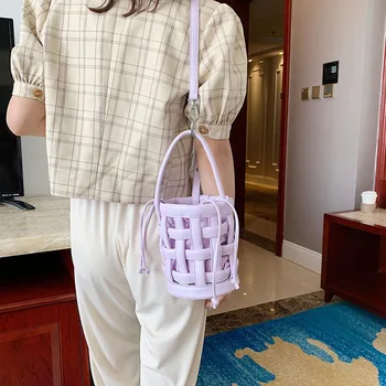 

Brand Original Design Texture Handbag 2020 New Woven Shoulder Messenger Bag Fashion Joker Bucket Bag