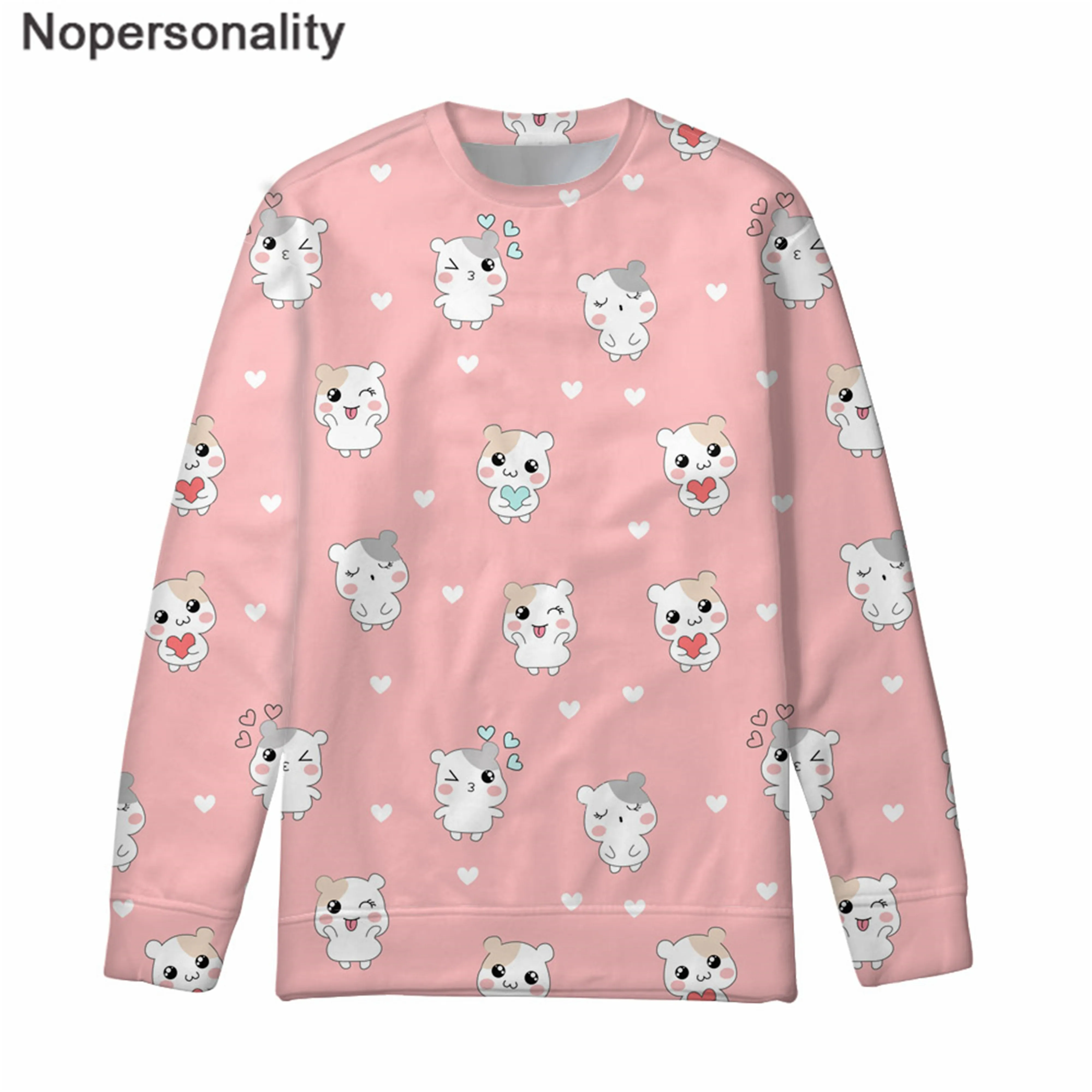 Nopersonality принтом симпатичного хомяка Толстовка для женщин Kawaii девочек свитер с