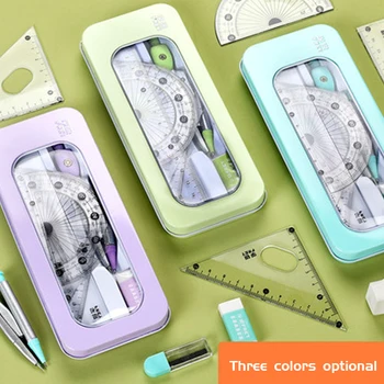 

Compass ruler set for students with lovely stationery multi-function square tripod practical drawing tool