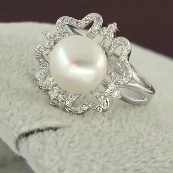 

Fashion Heart Pearl Ring Mountings, Ring Findings, Ring Jewelry Parts Fittings Charm Accessories Silver Jewellery