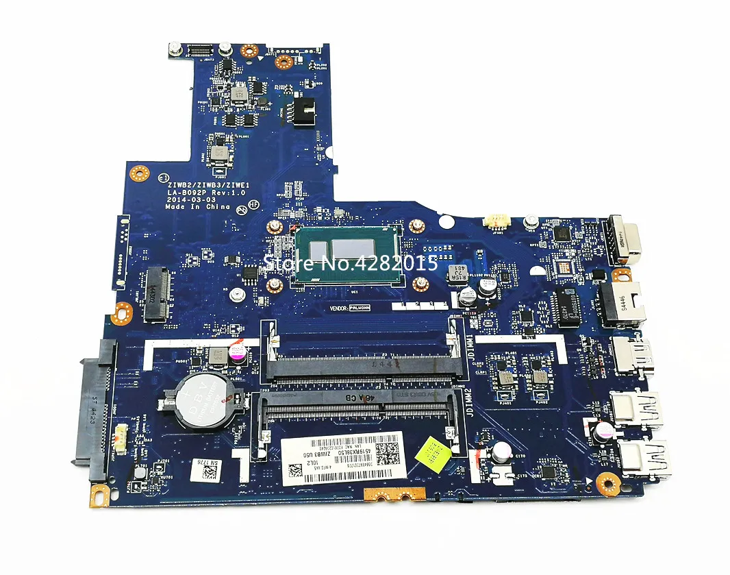 FRU:5B20G40917 ZIWB2/ZIWB3/ZIWE1 LA-B092P материнская плата для ноутбука Lenovo B50-70 SR1EK с I3-4005U DDR3L 100% testet