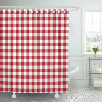 

Red Gingham and Buffalo Check Plaid Pattern Tablecloths Stamp Shower Curtain Waterproof Polyester Fabric 60 x 72 Inches