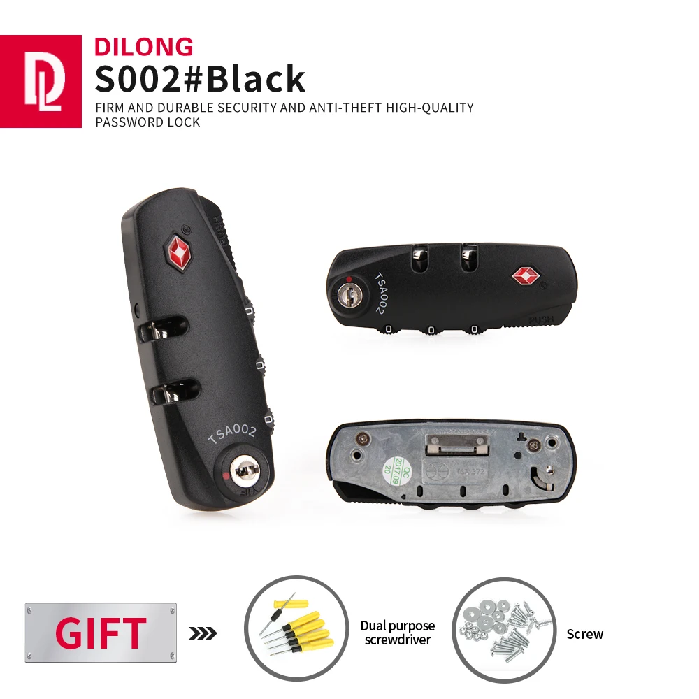 DILONG S002 Trolley accessories lock replacement password luggage customs suitcase bag universal solid latch locks