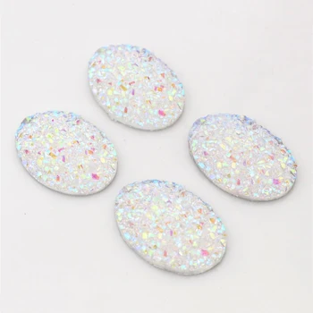 

New Fashion 10pcs 18x25mm Transparent AB Colors Natural ore Flat back Resin Cabochons For Bracelet Earrings accessories-T4-22