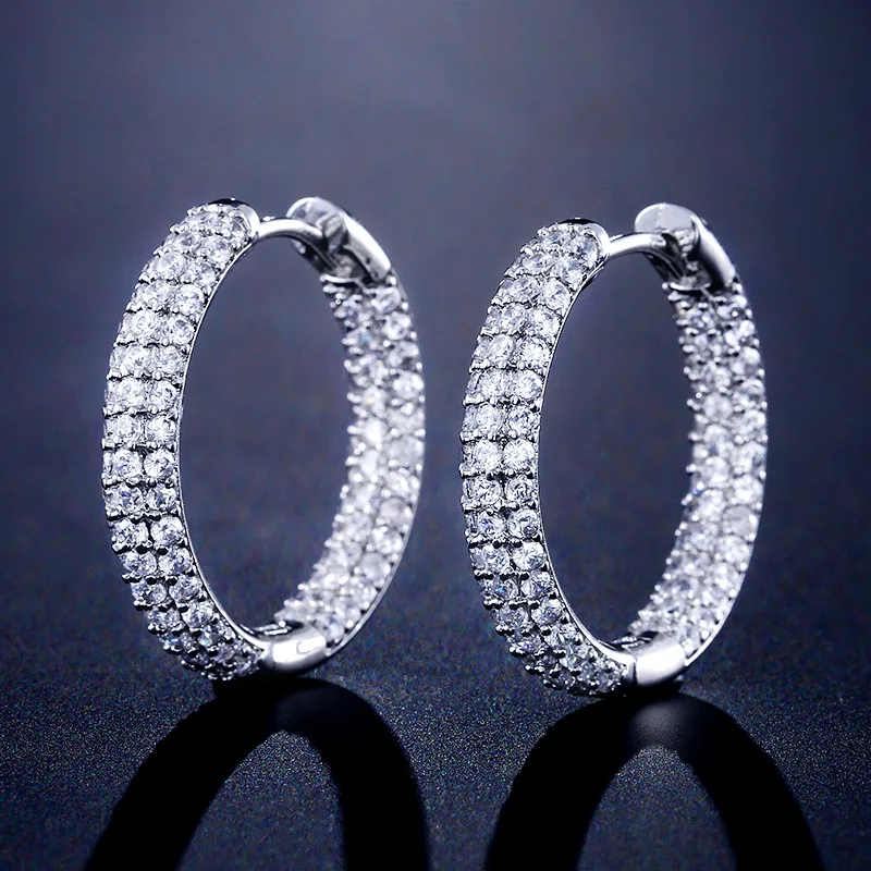 Модные женские Петля серьги круглые Micro Pave Цирконий с украшением в виде