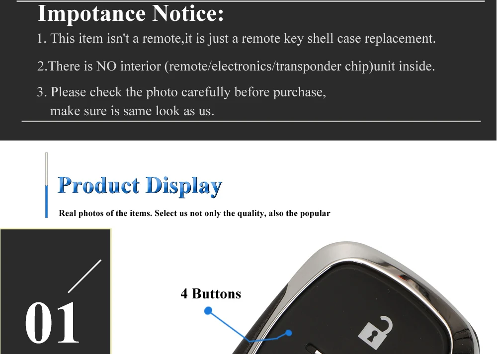 Keyforkess 10pcs Smart Remote Key Shell sostituzione per Chevrolet Cruze Malibu Camaro 2/3/4/5 pulsanti chiavi Fob Body Housing - H821a8feaa97f4929a3806cc100ad0415k