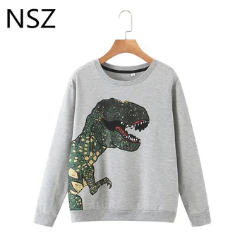 

NSZ women crocodile print cropped hoodies sweatshirt long sleeve hoody loose funny pullovers jumper ladies coat sweat shirt