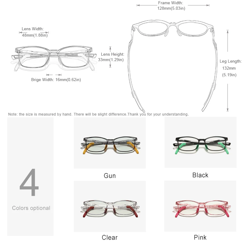 KINGSEVEN Children's Anti Blue Ray Light Blocking Glasses UV400 Optics Glasses Frame For Computer Radiation Protection Lens