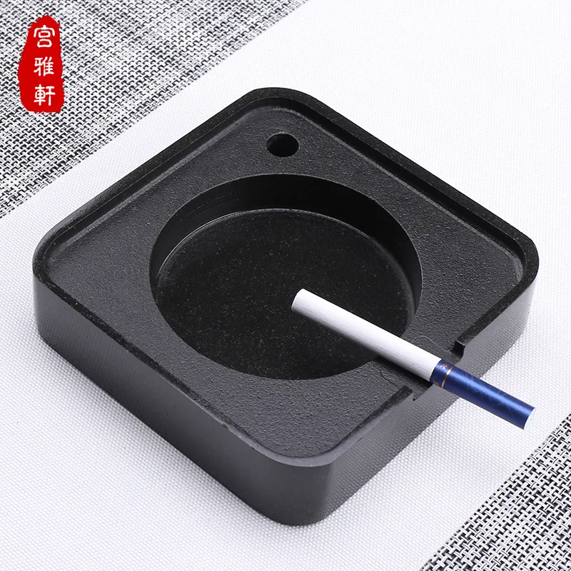 

Black Stone Ash Tray Customizable Logo Creative Stone Craft Gift Retro Ash Tray Manufacturers Direct Selling Wholesale