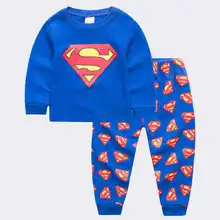 Новая Осенняя Хлопковая пижама с суперменом для маленьких мальчиков пижама с длинными рукавами для мальчиков детские пижамы Домашняя одежда для мальчиков