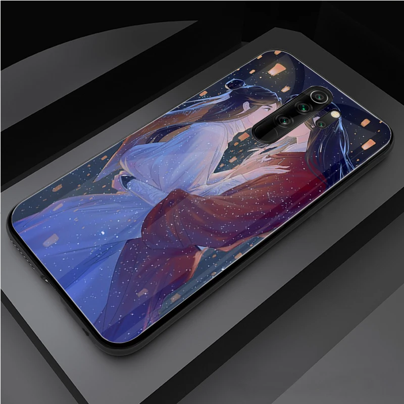 best phone cases for xiaomi Tian Guan Ci Fu black Tempered Glass Phone Case For Redmi Note 5 6 7 8 9 Pro Note8T Note9S Redmi8 9 Cover Shell xiaomi leather case cover Cases For Xiaomi