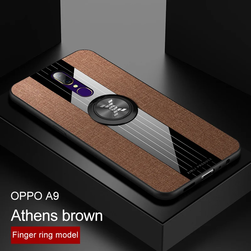 phone cases For OPPO A9 Case Magnetic Ring Holder Fabric Hard Business Cover Soft Frame Cloth oppo F11 Luxury Coque | Мобильные