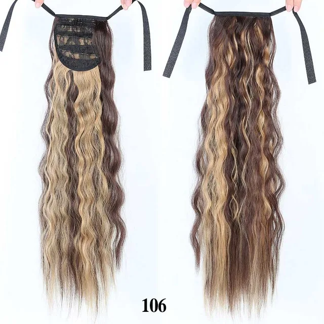 LUPU длинные вьющиеся волосы конский хвост в черном блонд коричневом клипсе в поддельном наращивание волос с шнурком термостойкие синтетические волосы - Цвет: 106