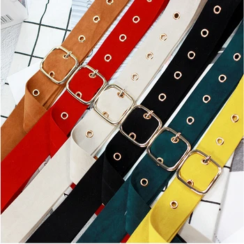 

New Design Wide Belt Female Dress Belts Decorate Waistband Fashion Retro Silver Metal Pin Buckle Soft Velvet Belt Women