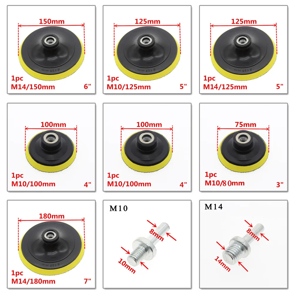 3/4/5/6/7 Inch Self-adhesive Sanding Disc Backing Pad Drill Rod 100/125mm Sandpaper Electric Polishing Machine Disks for Sander