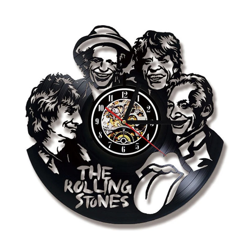 WCZZH The Rolling Stone Band Orologio da Parete CD LED Registra Orologio Creativo Antico Orologio da Parete Wall Art Decor Hanging Orologio Regalo per Rolling Stone Fans 