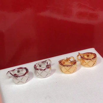 

Hot Brand New Pure 925 Sterling Silver Jewelry Gold Color Earrings Lozenge Earrings Lozenge Design Wedding Party Silver Earrings