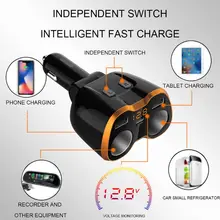 USB Car Charger Cigarette Lighter Splitter Adapter 2 Socket Type C 4.8A Multi Power Outlet 1 to 2 cigarette power socket spliter individually relocatable