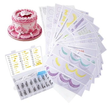 

Cake Practice Template Board Icing Piping Drawing DIY Paste Teaching Paper Practice Template Paste Fondant Decor Baking Tip Tool