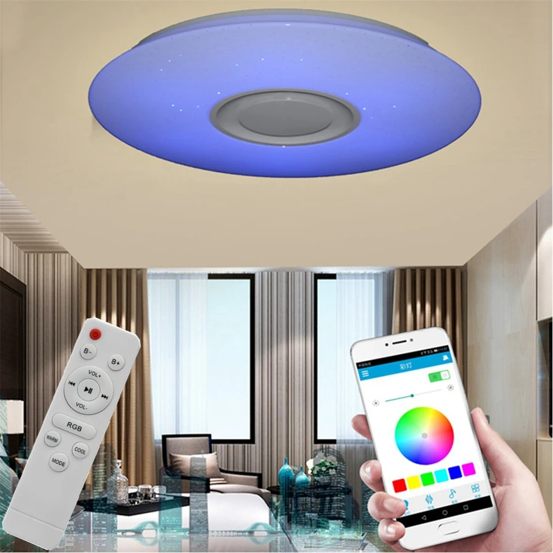 Smart APP+ пульт дистанционного управления светодиодный Bluetooth динамик Lound Динамик плеер с RGB затемненный потолочный светильник панельная лампа для детской спальни