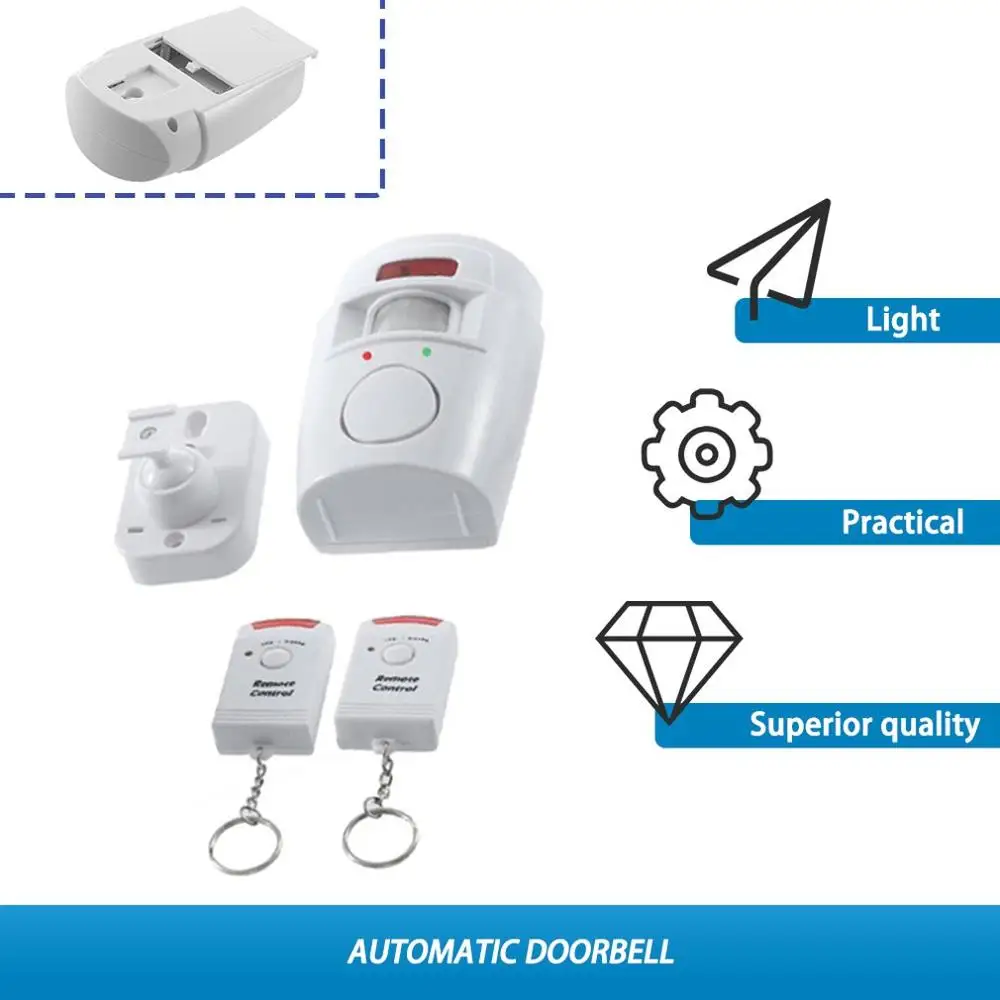 IR Infrared Motion Sensor Detector Wireless Remote Controlled Mini Alarm 105dB Loud Siren For Home Security Anti-Theft