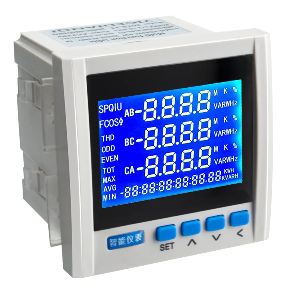 Multifunction 3Phase Electric Current Voltage Frequency Power Energy