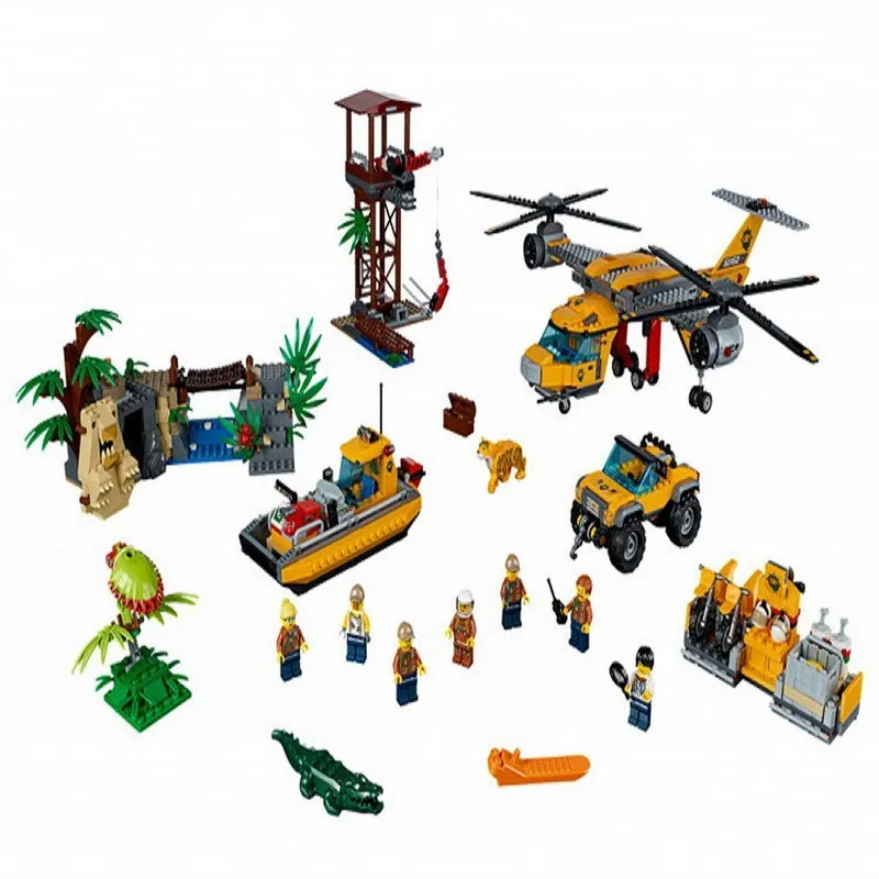 BELA 10713 City Jungle Air Drop отличный вертолет фигурные блоки Строительные Кирпичи подарок игрушки для детей