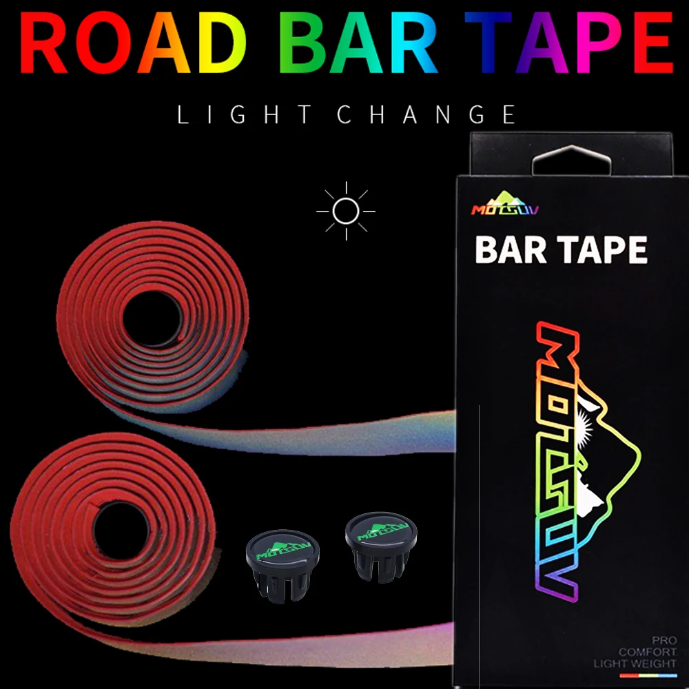 

MOTSUV PU+EVA Cycling Bicycle Handlebar Tape Belt Dimming Reflective Band Strap Belt With Gradient Color-Changing Bicycle Parts